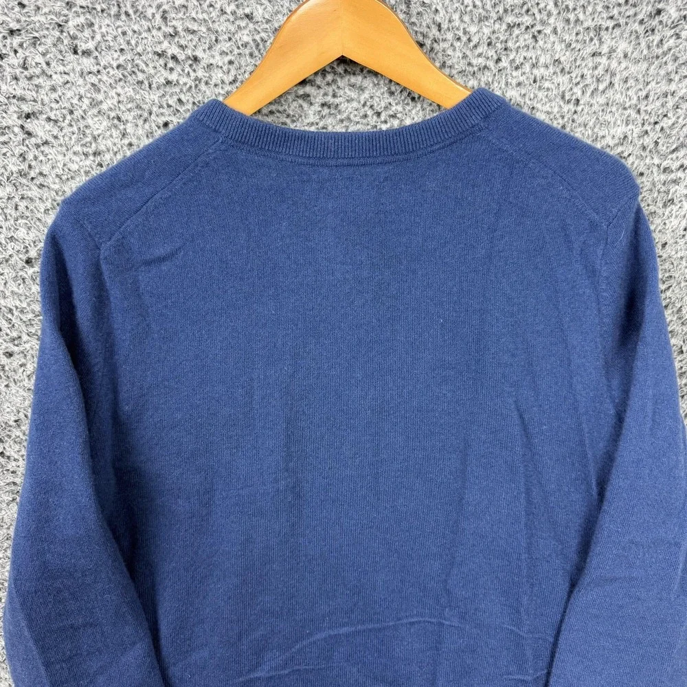 Lands End Cashmere Sweater Adult Medium Blue V Neck Knit Pullover M Mens M